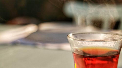 Close-up of beer in glass