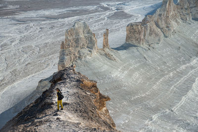 High angle view of rock formations