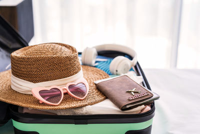 Close-up of sunglasses on table