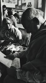 Close-up of father with daughter sitting