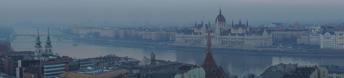 High angle view of buildings in city