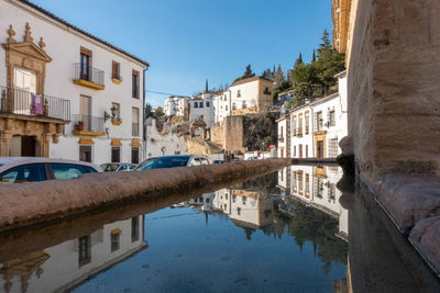 Reflection of buildings in water