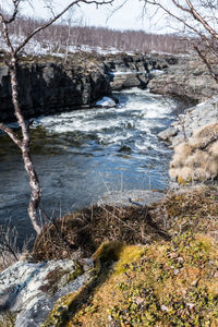 Scenic view of landscape against sky during winter