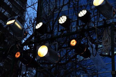 Low angle view of illuminated light bulb