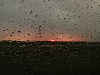 Full frame shot of raindrops on glass window