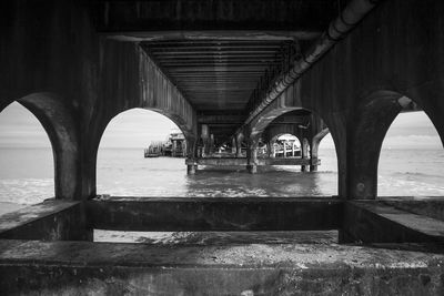 Interior of bridge over sea