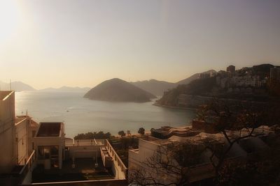 Scenic view of sea against clear sky, looking out from bungalow in repulse bay.  