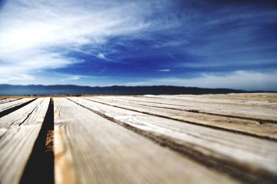 Surface level of wooden pier