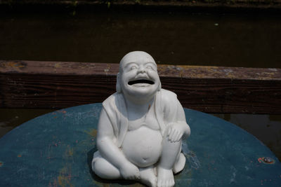 Close-up of buddha statue against temple