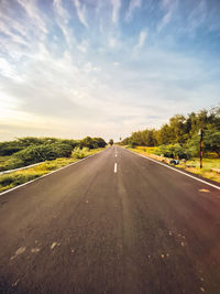 Surface level of road against sky