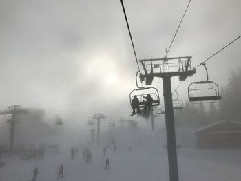 Overhead cable car in winter