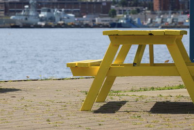 Gazebo on table by lake