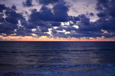 Scenic view of sea against sky at sunset