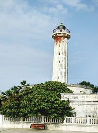 Low angle view of lighthouse against sky