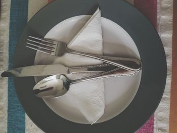 High angle view of ice cream on table