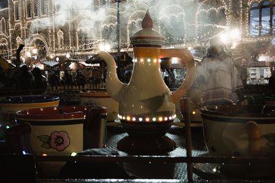 Illuminated restaurant at night