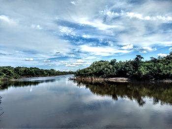 Scenic view of lake against sky