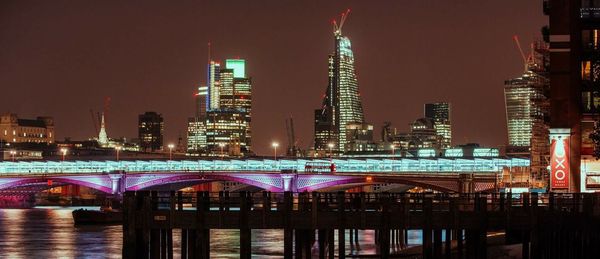 Illuminated cityscape at night