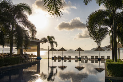 Swimming pool at luxury holiday resort in phuket / thailand