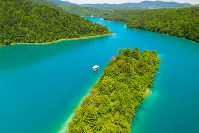 Aerial view of the plitvice lakes national park, croatia