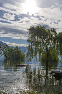 Scenic view of lake against sky