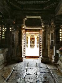 Interior of illuminated historic building