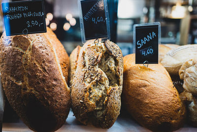 Close-up of bread for sale
