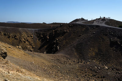 Scenic view of land against clear sky