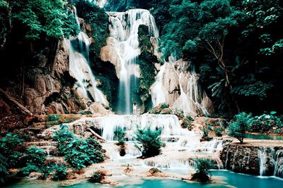 Scenic view of waterfall