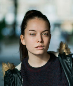 Close-up portrait of woman outdoors