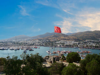 Scenic view of bay against sky bodrum turkey 2008