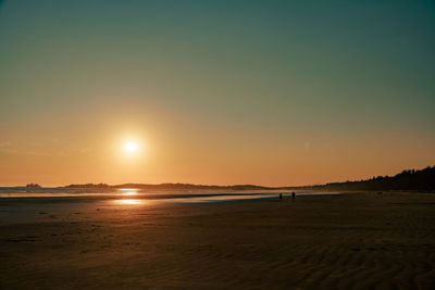 Scenic view of beach against sky during sunset