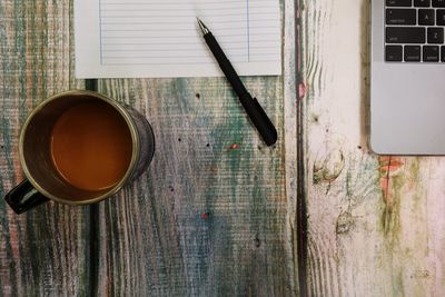 Directly above shot of coffee on table