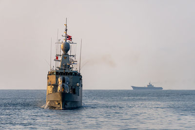 Ship in sea against sky