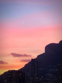 Cityscape against sky during sunset