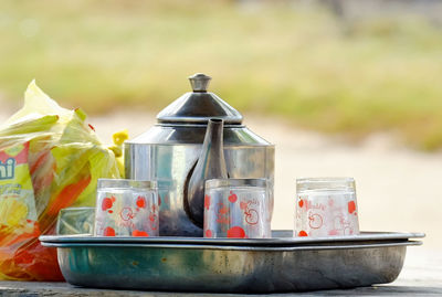 Close-up of food on table