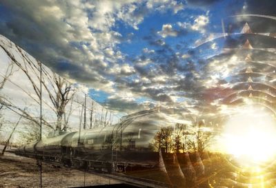 Digital composite image of trees against sky