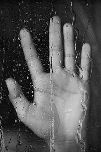 Close-up of water drops on white background