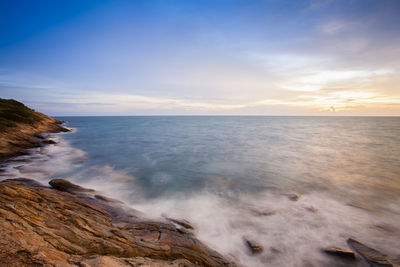 Scenic view of sea against sky during sunset