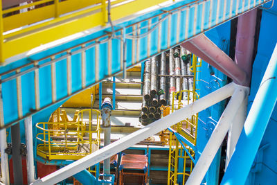 Close-up of yellow railing