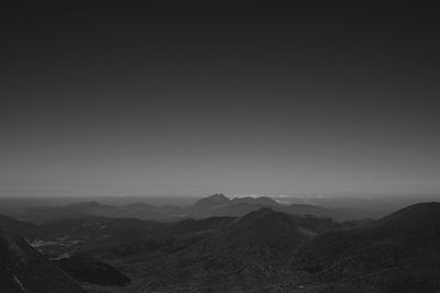 Scenic view of mountains against clear sky