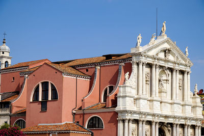 Low angle view of building against clear sky