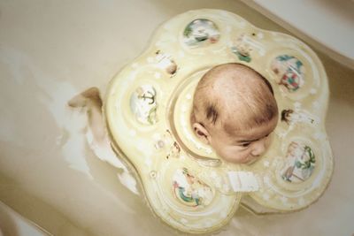 Close-up high angle view of man