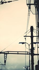 Low angle view of electricity pylon against sky