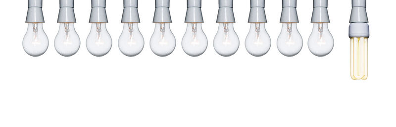 High angle view of objects over white background