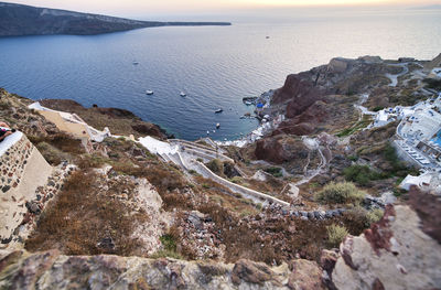 High angle view of rocks on beach