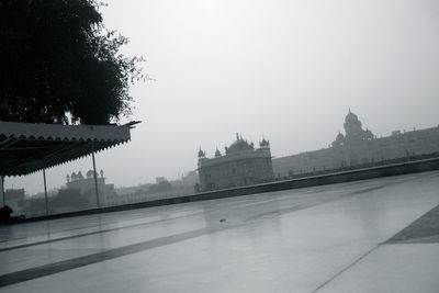 View of buildings against clear sky