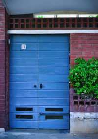 Blue wall of building