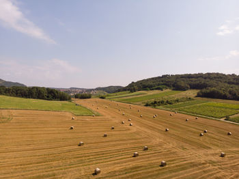 Aerial view of a agricultural field. aerial view of a country landscape. 