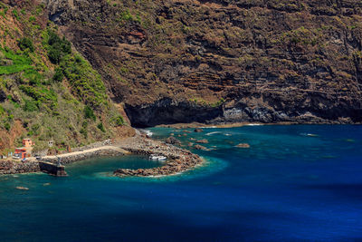 Scenic view of sea and rock formation